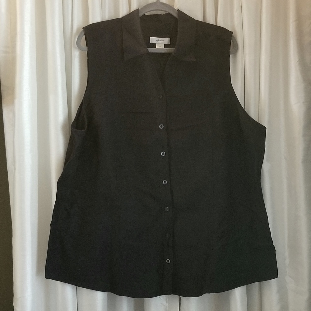 Deep Navy Sleeveless Button-up (2X)